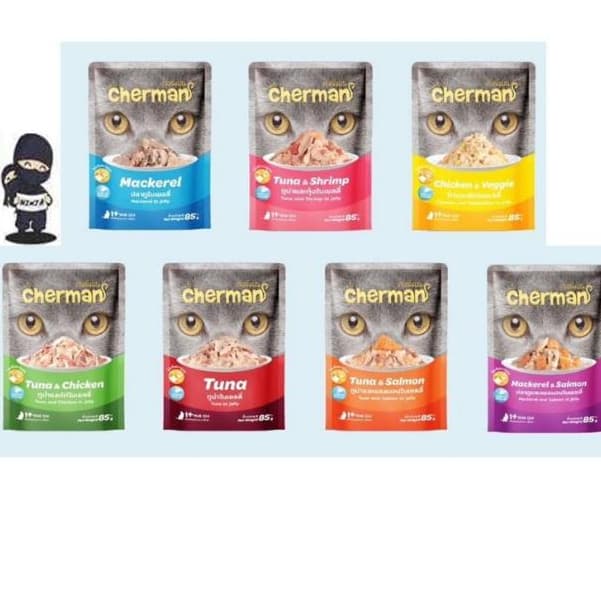 (ยกโหล 12 ซอง)อาหารแมวชนิดเปียก cherman 85 กรัม