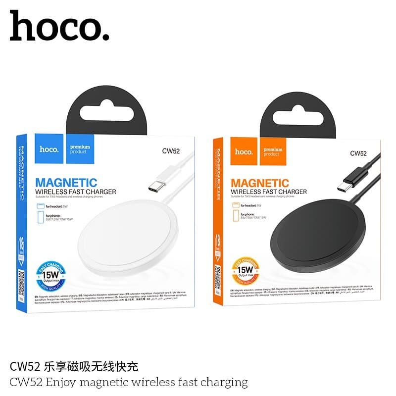 HOCO CW52 แท่นชาร์จไร้สาย ระบบแม่เหล็ก Qi 2in1 จ่ายไฟ 15W สําหรับ สมาร์ทโฟน หูฟังไร้สาย รองรับ iOS…