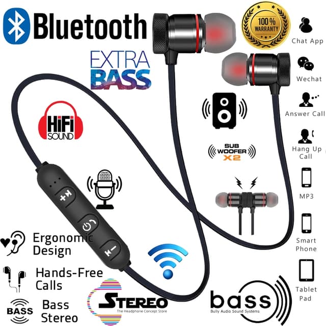 หูฟังบลูทู ธ หูฟังไร้สาย XT6 หูฟังเคสโลหะพร้อมไมโครโฟนตัดเสียงรบกวนหูฟังเพลงหูฟังเบสสเตอริโอ 3D Blue