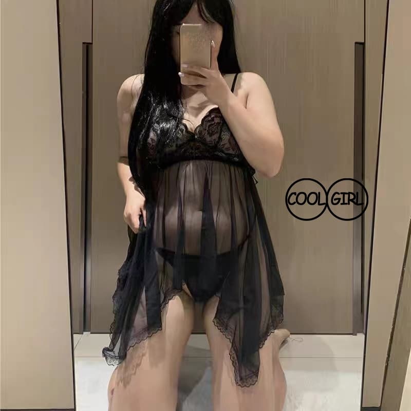 ชุดนอนเซ็กซี่ไซส์ใหญ่ ลูกไม้ใส ชุดนอนซีทรู ราคาไม่แพง สายสะพายปรับได้ H1127