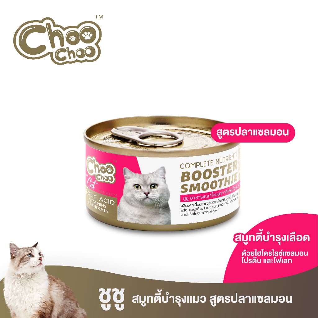 ChooChoo ชูชู สมูทตี้ปลาแซลมอน สูตรบํารุงเลือด (80 กรัม x 1 กระป๋อง)