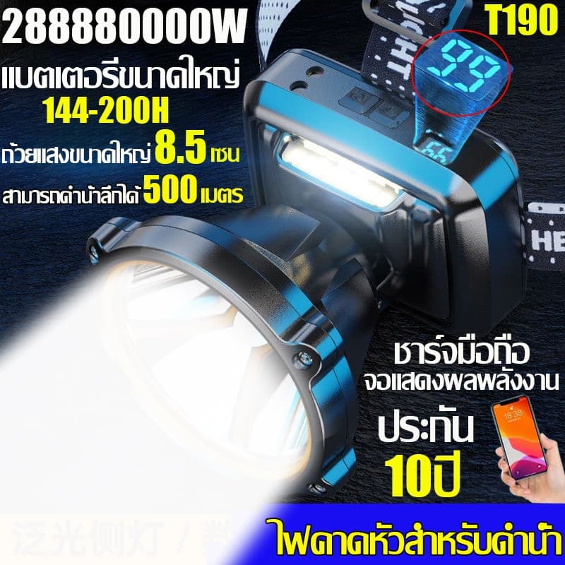 ประกัน 10 ปี ไฟฉายคาดหัว led ไฟคาดหัวของแท้ ไฟฉายแรงสูง ไฟส่องกบ ไฟส่องสัตว์ ไฟฉายเดินป่า… รูปที่ 1