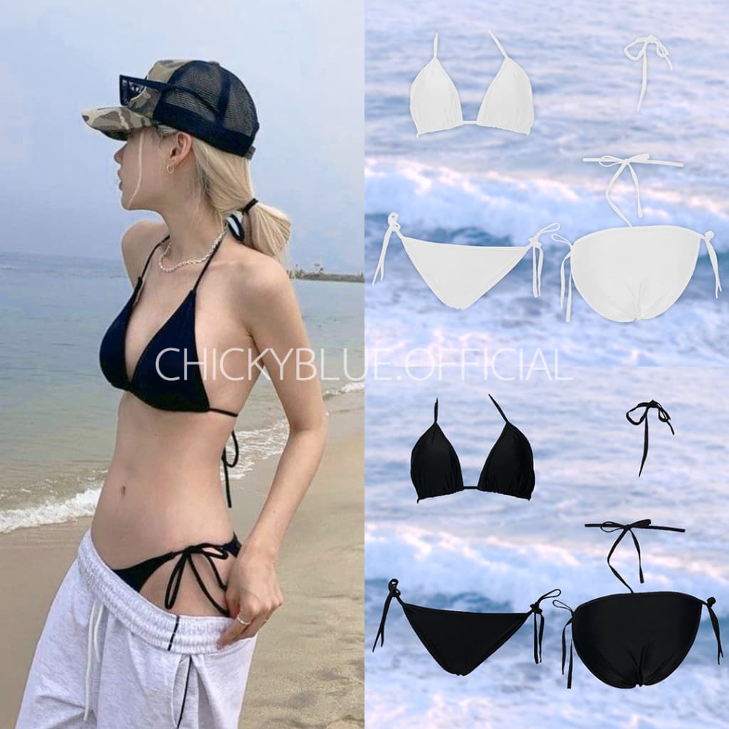 CKB005ชุดว่ายน้ําบิกินี่ผูกผ้าว่ายน้ําM/2XL