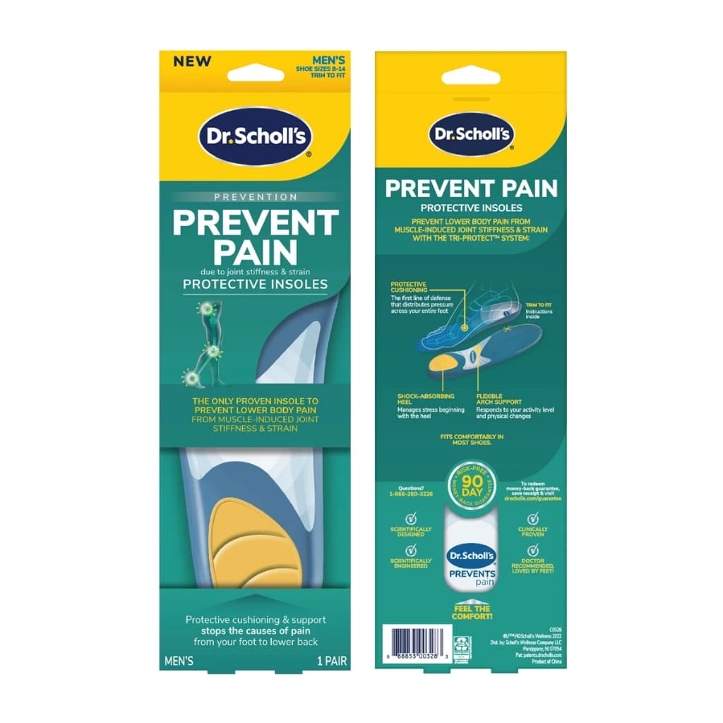แผ่นรองเท้า สําหรับป้องกันอาการปวดตามร่างกายส่วนล่าง Dr.Scholl's Prevention Prevent Pain Protective Insoles