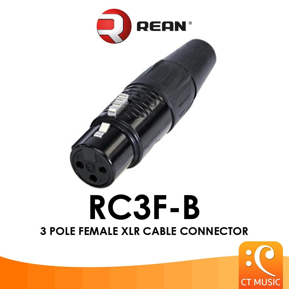 Rean RC3F-B 3 Pole Female XLR Cable Connector RC3FB
