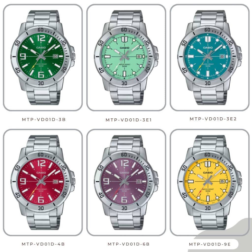 CASIO นาฬิกาข้อมือ MTP-VD01D-3BV MTP-VD01D-3E1V MTP-VD01D-3E2V MTP-VD01D-4BV MTP-VD01D-6BV ของแท้ประกันศูนย์…