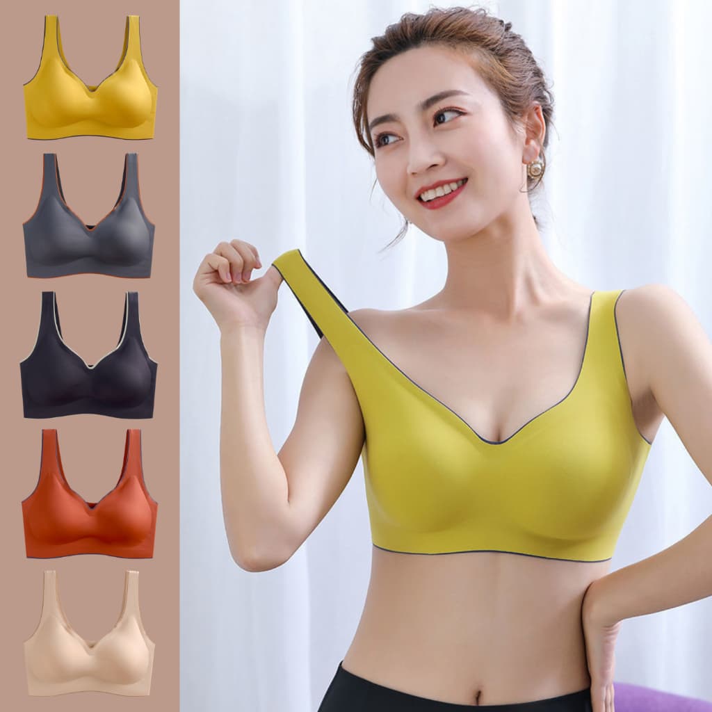 เสื้อชั้นในสตรี ไร้ขอบไร้โครงไร้ตะเข็บ B-123 ไม่มีโครงเหล็กให้อึดอัด มีฟองน้ําในตัวเนื้อผ้าระบายอากาศ