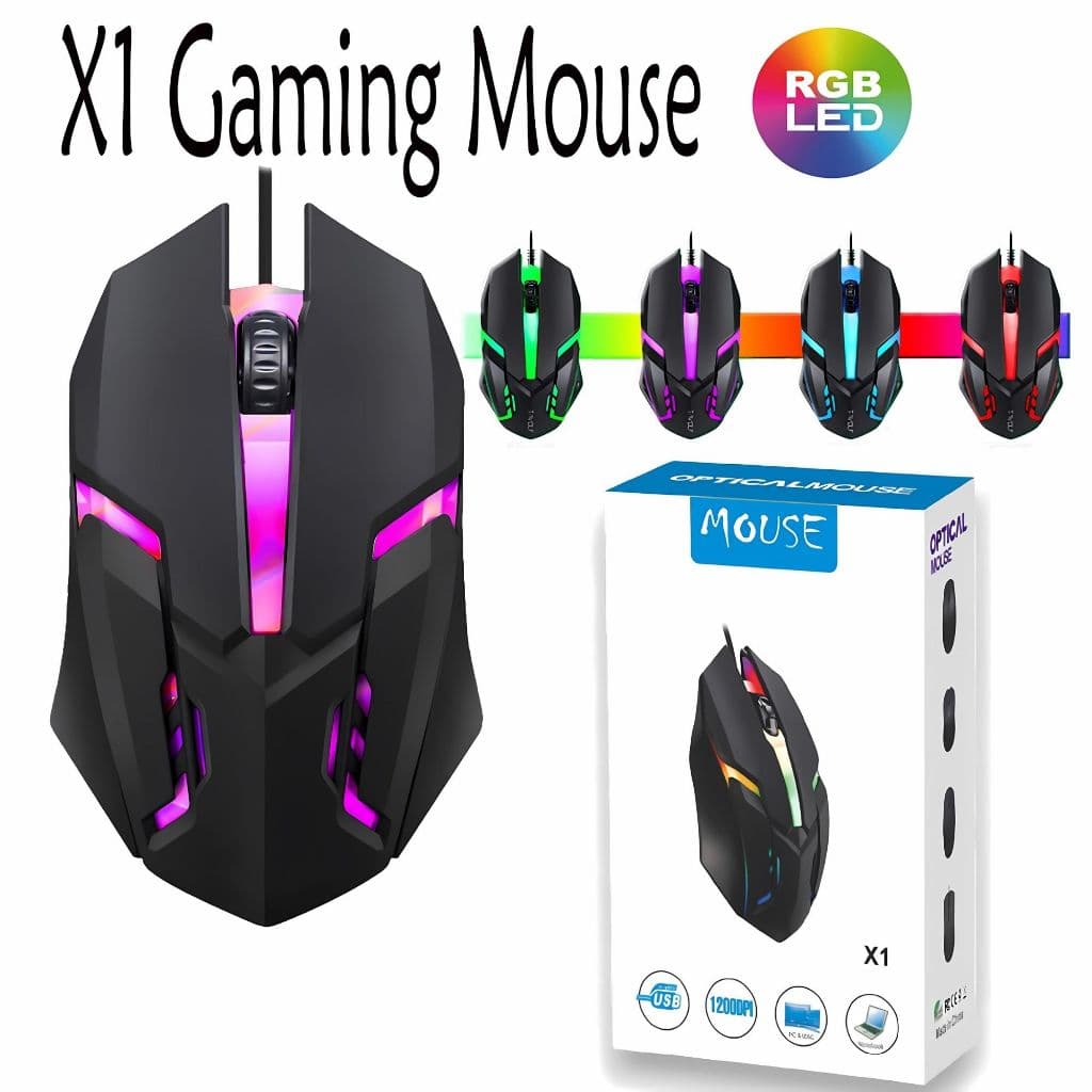 เมาส์ออปติคอลสําหรับเล่นเกมส์ X1แบบมีสาย USB สําหรับ Mouse computer ตั้งโต๊ะแล็ปท็อปสํานักงานและเล่นเกมส์