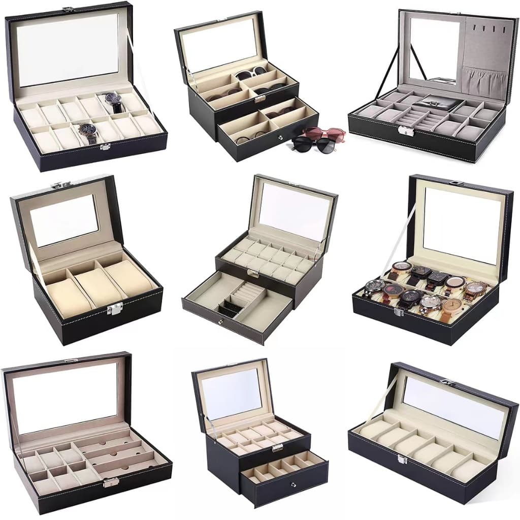 กล่องนาฬิกา 3 6 10 12 20 24 เรือน หนังสีดําคลาสสิก กล่องใส่นาฬิกา Watch Box