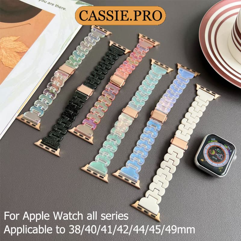 แฟชั่นนาฬิกาสําหรับ iwatch12 11 10 9 8 7 6 SE 5 4 3 2 1 PC เรซิ่นสายนาฬิกา 49mm 46mm 41mm 45mm 44mm 42mm…