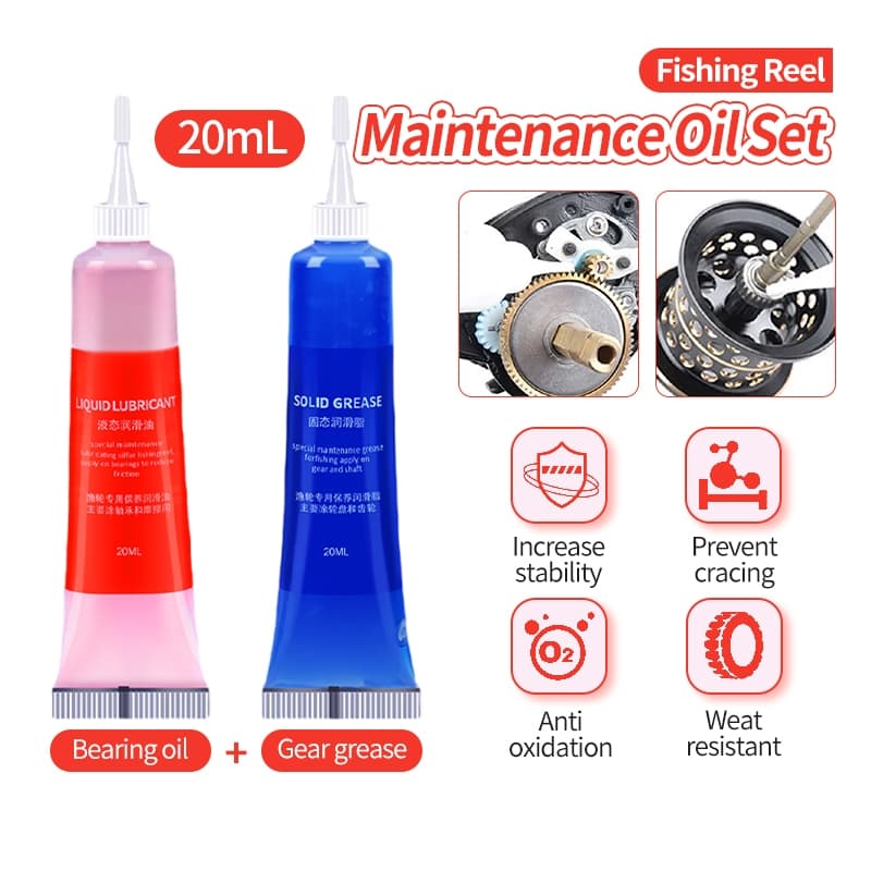 น้ํามันหล่อลื่นรอกตกปลา 2ชิ้น น้ํามันหยอดรอก 40ML แบริ่งน้ํามันหล่อลื่น จารบีใส่รอก อุปกรตกปลา จาราบีรอกตกปลา