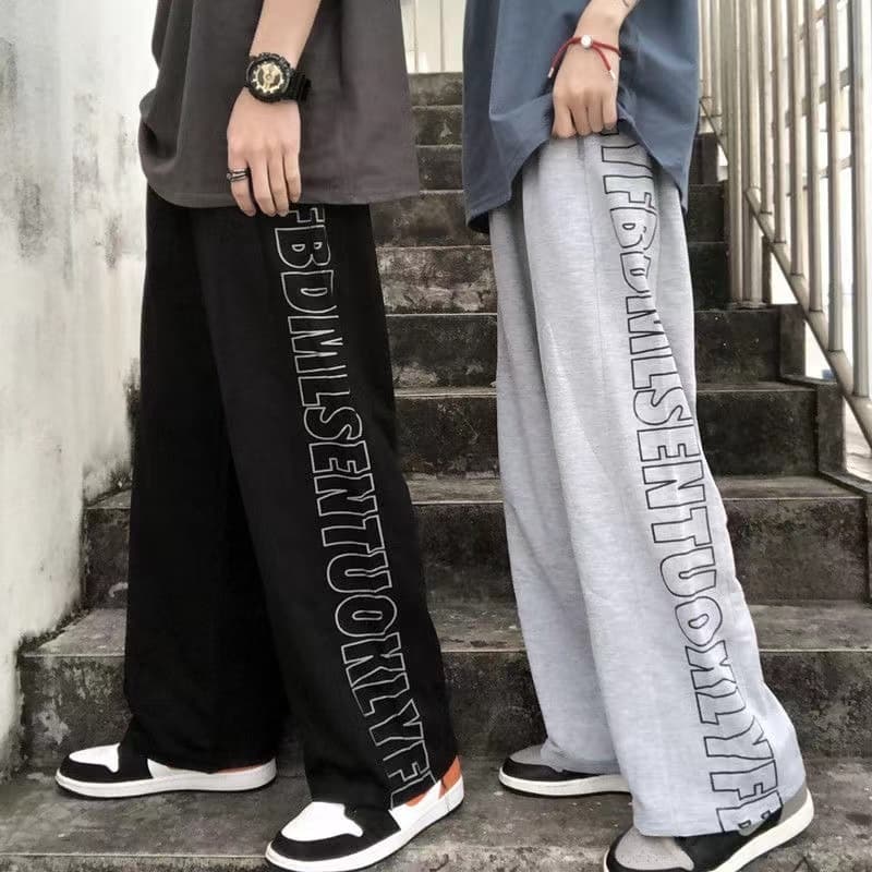 ไซด์ใหญ่ M-5XL กางเกงขายาวใส่ได้หญิงชาย กางเกงเอวสูงทรงกระบอก กางเกงทรงหลวมเอวยางยืดไตล์เกาหลีแฟชั่น…