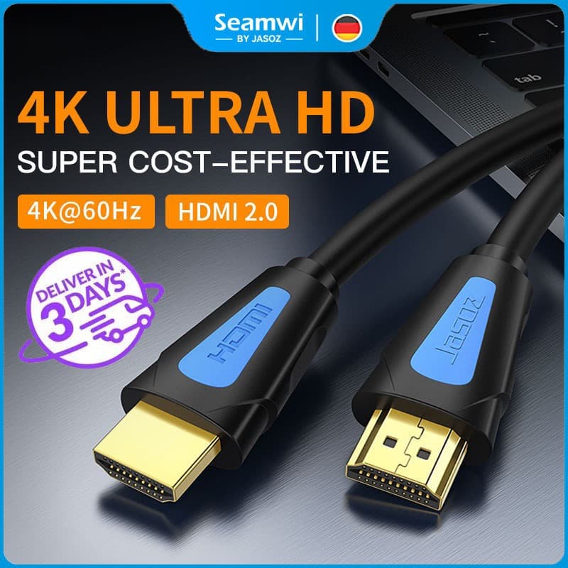 ส่งจาก กทม Seamwi สายHDMI 2.0 Cable 4K/60Hz สามารถเชื่อมต่อกับจอมอนิเตอร์และทีวี ความยาว 0.5m-5m