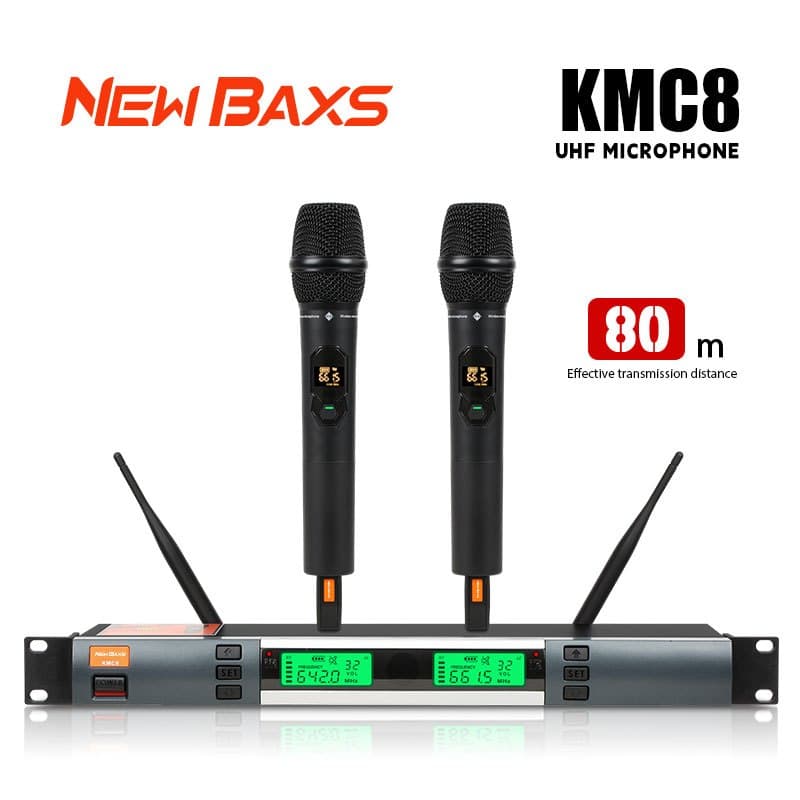 NEW BAXS KMC8 ไมโครโฟนโลหะแบบมืออาชีพแบบหนึ่งต่อสองแบบแฮนด์ฟรีความถี่สูงพิเศษความถี่ไร้สายที่ปรับได้กิจกรรม…