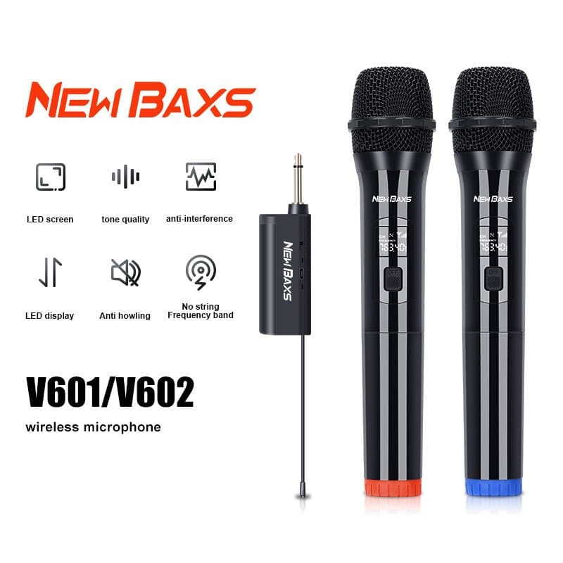 NEW BAXS Professional UHF V601/V602 ไมโครโฟนไร้สายความถี่ความถี่คงที่สามารถรับแบตเตอรี่ AA * 2 50 M เวที/KTV…