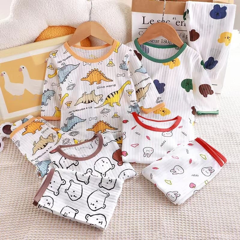 WT8 พร้อมส่ง ชุดนอนเด็ก ผ้าใยไผ่ นิ่มๆใส่สบาย