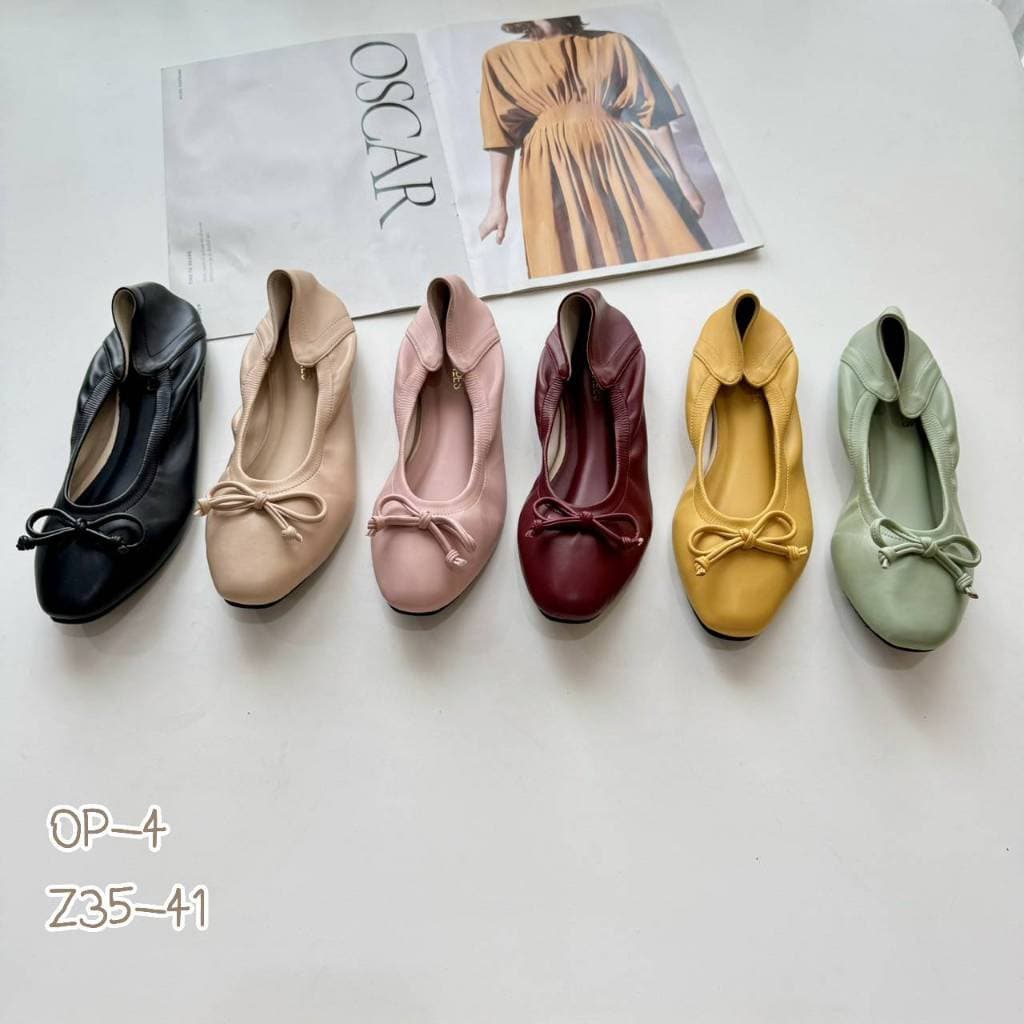 รองเท้าคัทชูผู้หญิง รองเท้าบัลเล่ต์ ส้นแบน หนังนุ่มย่นยืดหยุ่นไม่กัดเท้า ใส่ทํางาน/ไปเที่ยวสไตล์เกาหลี NIWA…
