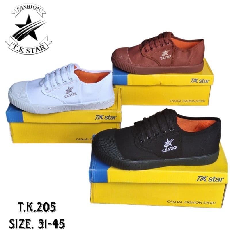 รองเท้าผ้าใบ นักเรียน TK.205s/LEO205สีดํา,ขาว,น้ําตาล ไซส์ 31"-45"*ทักเเชทขอบิลได้ก่อนส่งครับ* รูปที่ 1