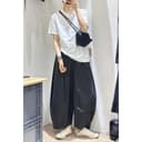 กางเกงทรงกระบอกใหญ่ Balloon pants ยับยาก ไม่พริ้ว ใส่ได้ทั้ง ชาย หญิงใส่1629#
