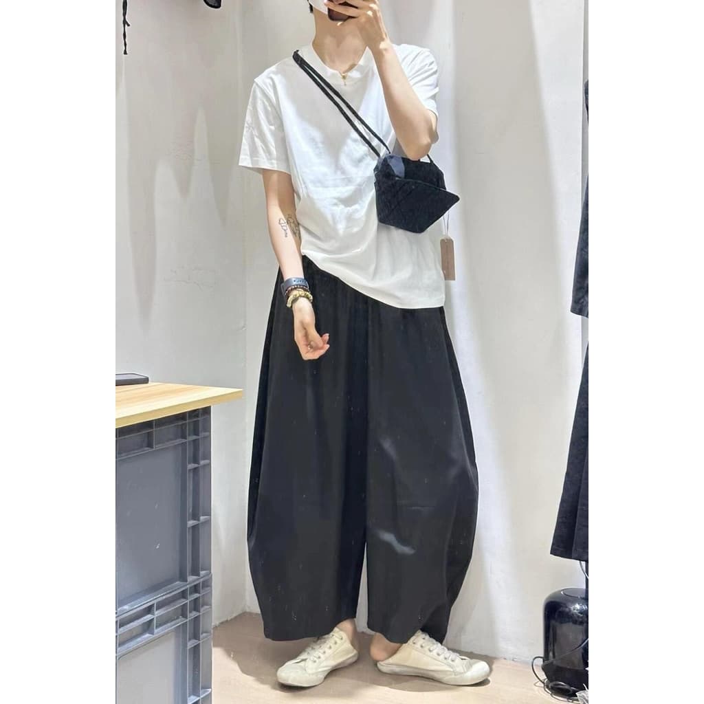 กางเกงทรงกระบอกใหญ่ Balloon pants ยับยาก ไม่พริ้ว ใส่ได้ทั้ง ชาย หญิงใส่1629#