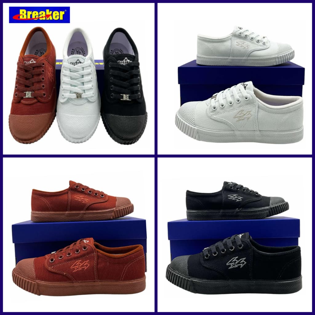 Breaker รุ่น 4x4 รองเท้านักเรียนผูกเชือก สีดํา สีขาว สีน้ําตาล ไซส์ 31-47 ของแท้💯%