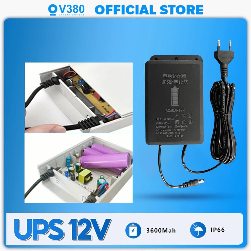 V380 แบตเตอรี่สํารองไฟแบบต่อเนื่อง DC/Type-C 12V/5V สําหรับกล้องรักษาความปลอดภัย เราเตอร์ โมเด็ม