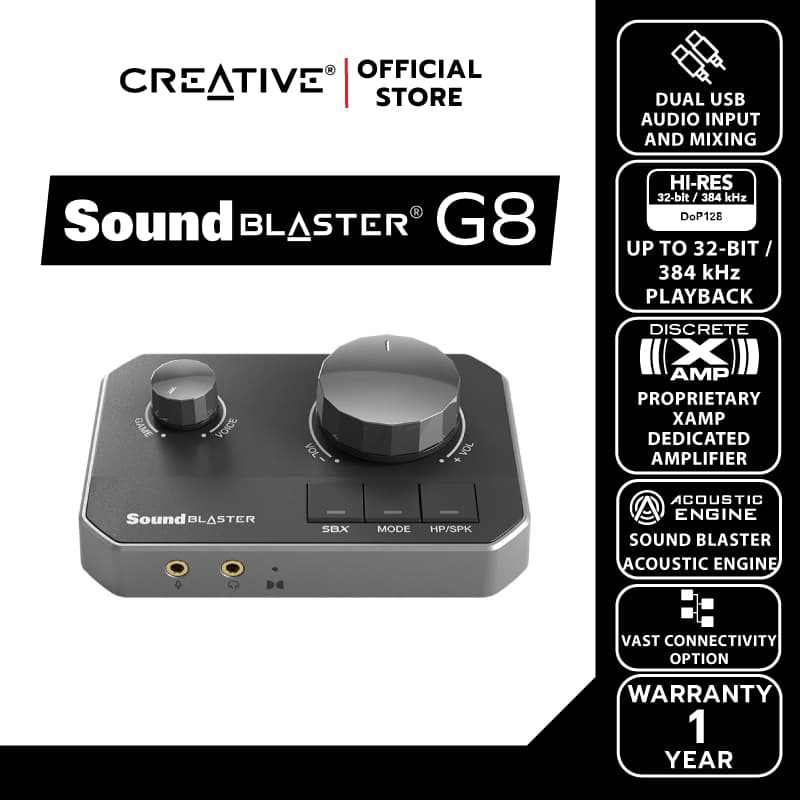 CREATIVE SOUND CARD Sound Blaster G8 ซาวด์การ์ดในแบบ Hi-Res ในแบบ DUAL USB DAC และ Amp