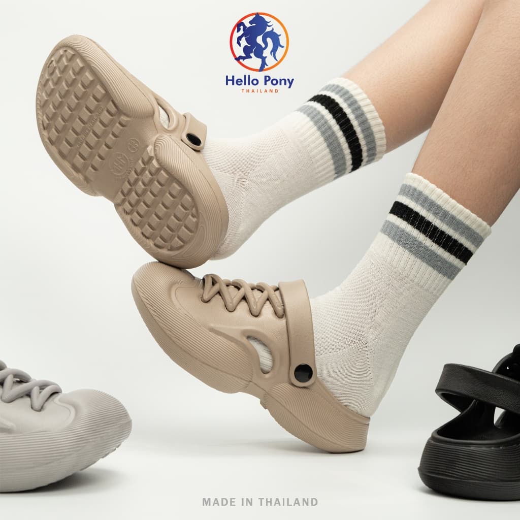 Hello Pony รองเท้าเปิดส้น รองเท้าแตะลําลอง UNISEX ใส่ได้ทั้งชายและหญิง เสริมส้น EVA กันลื่น MHM4014