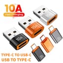 10A อะแดปเตอร์ส่งข้อมูลความเร็วสูง อะแดปเตอร์ USB ถึง Type-C อะแดปเตอร์ชาร์จเร็ว TYPE-C - USB-C…