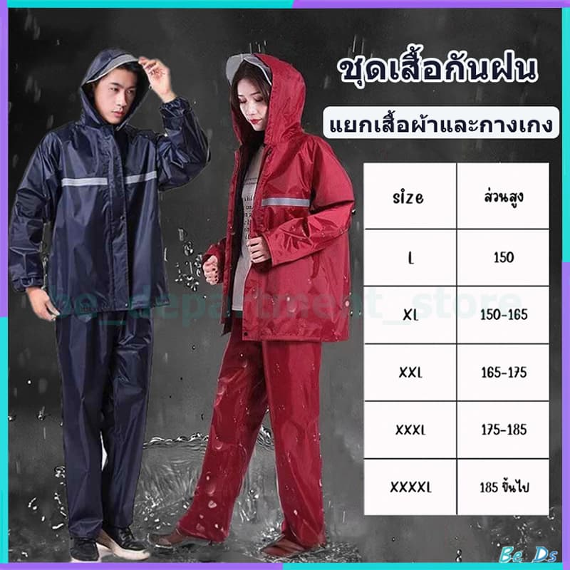 ชุดกันฝนอย่างดีหนาๆ เสื้อกันฝน แบบหนา เหนียว อย่างดี ทนทาน มีแถบสะท้อนแสง แยกเสื้อและกางเกง…