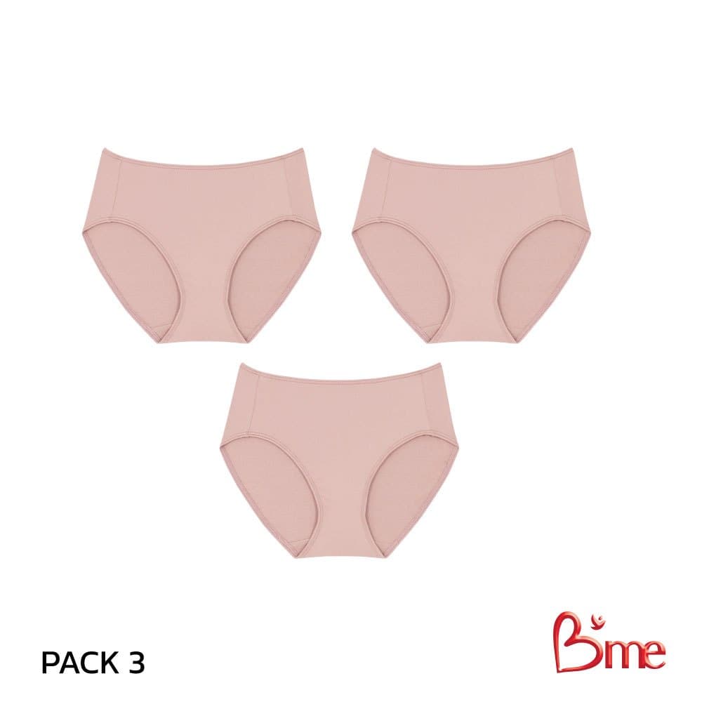 B'me กางเกงในเอวกลาง ME7A83 แพ็ก 3 สีเบจ ดํา เทาเข้ม นู้ด โอวัลติน