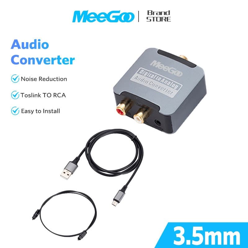 MEEGOO Optical Coaxial Toslink digital to Analog Audio Converter SPDIF Optical/Coaxial to RCA 3.5mm…