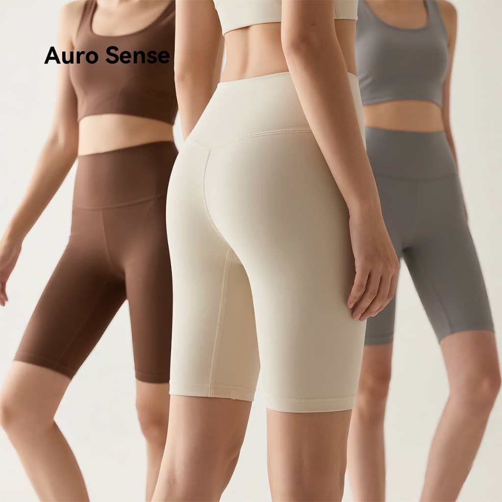 Auro Sense gym กางเกงโยคะเอวสูง กางเกงวิ่ง ความยาว 3 ส่วน เล่นกีฬา และ การสวมใส่ประจําวัน