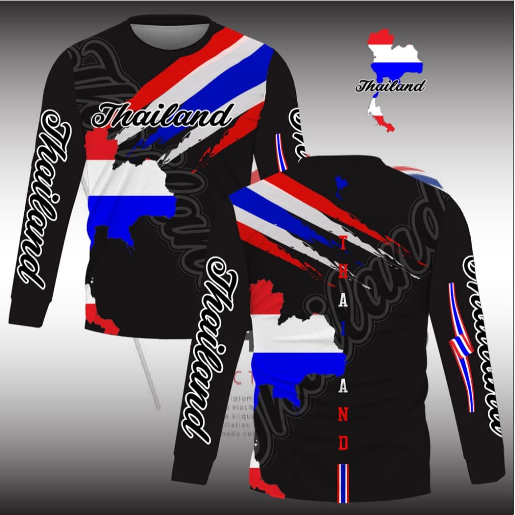 เสื้อกีฬาลาย ธงชาติ เเขนสั้นและแขนยาวเนื้อผ้าไมโครเกรดพรีเมี่ยม