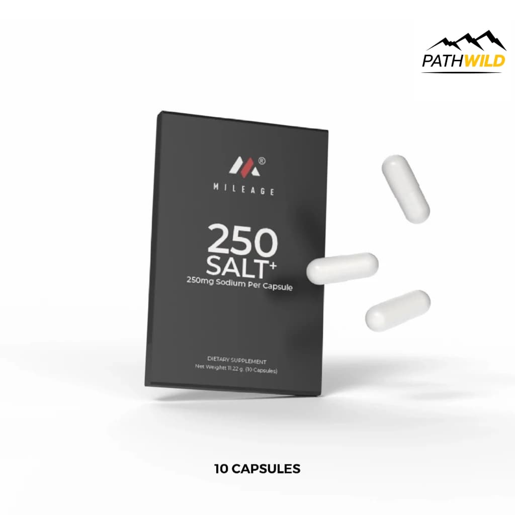 MILEAGE 250 SALT+ ELECTROLYTE CAPSULES เกลือแร่ชนิดเม็ด แบบแคปซูล สําหรับเล่นกีฬา ออกกําลัง เพื่อเติมเกลือแร่