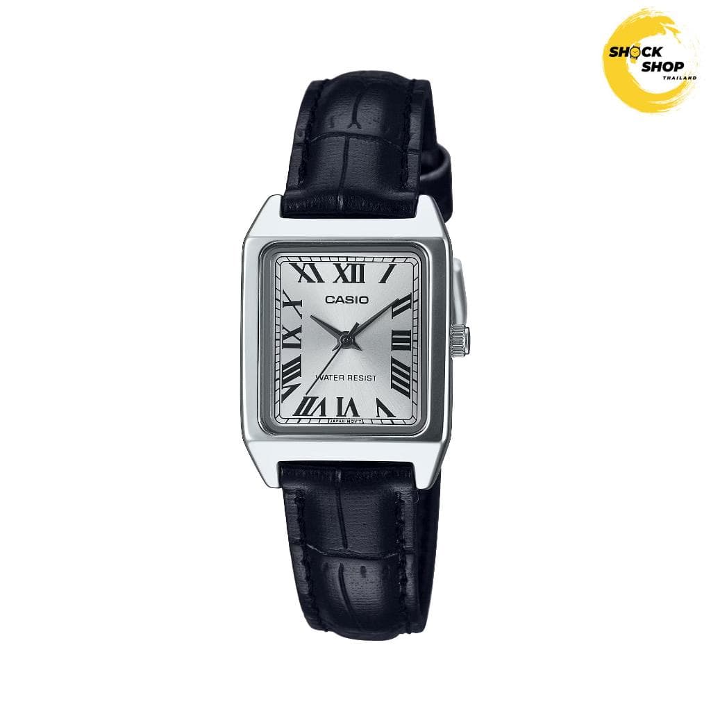 CASIO นาฬิกาข้อมือผู้หญิง รุ่น LTP-V007L สายหนัง สีดํา กันน้ํา คาสิโอ