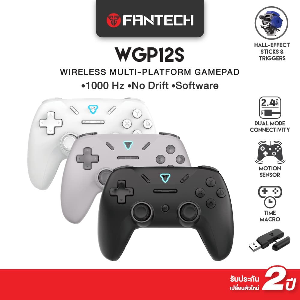 FANTECH จอยเกมไร้สาย จอยเกมมิ่ง Wireless gaming controller ใช้ได้ทั้งมือถือและพีซี รุ่น WGP12S