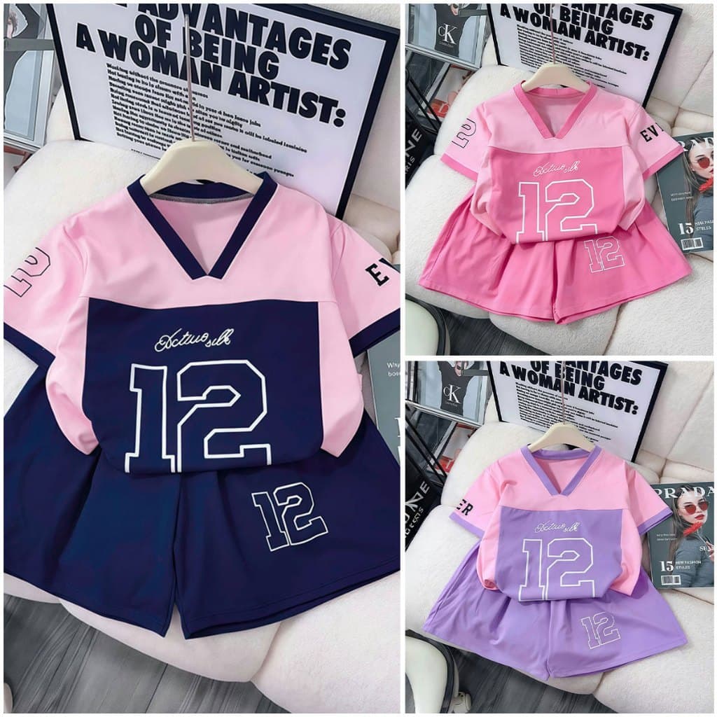 Beryl kids🌸ชุดเด็กผู้หญิงฤดูร้อน🎀ชุดเซ็ทเด็กสาวแฟชั่น เสื้อแขนสั้นคอวีและกางเกงขาสั้น… รูปที่ 1