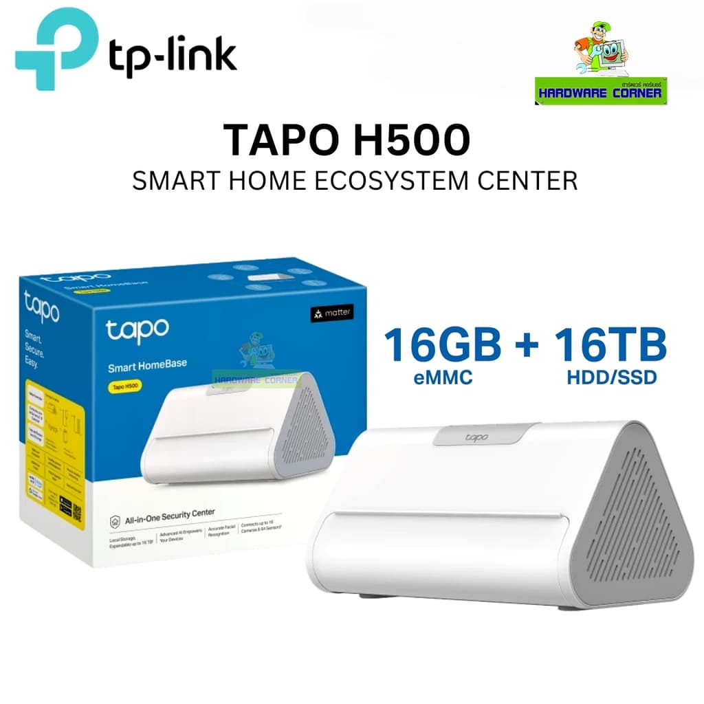 ขายดีส่งไว TP-LINK (Tapo H500) Smart HomeBase มาพร้อม eMMC ในตัวขนาด 16GB ขยายได้ถึง 16TB ผ่านไดรฟ์ HDD/SDD รูปที่ 1