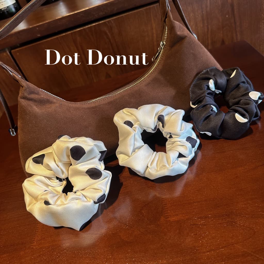 Dot Donut ยางมัดผมลายดอท สไตร์เกาหลี 🍒🥯พร้อมส่ง