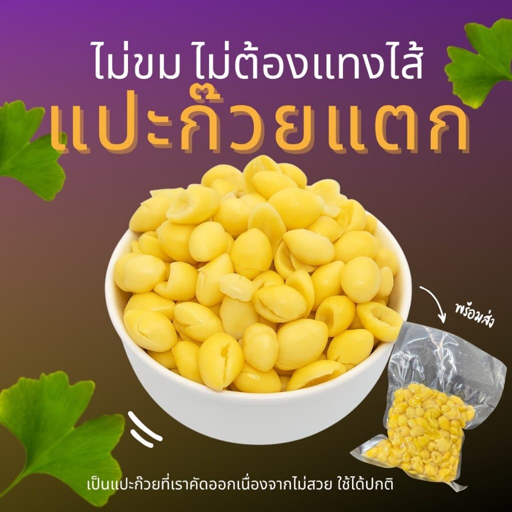แปะก๊วยเม็ดแตก ไม่ขม ไม่ดํา สําหรับทําขนม ราคาประหยัด เกรดรอง ต้องต้มนานกลิ่นจะแรง 1กิโลกรัม