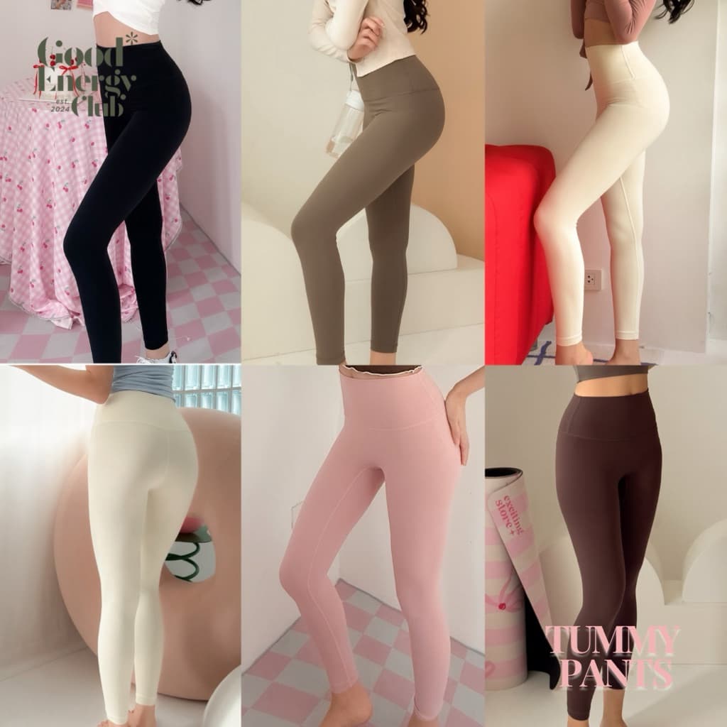 GOOD ENERGY CLUB - TUMMY PANTS[0286] กางเกงออกกําลังกายผู้หญิง เลกกิ้งออกกําลังกาย ยืดตามตัว กางเกงโยคะ…
