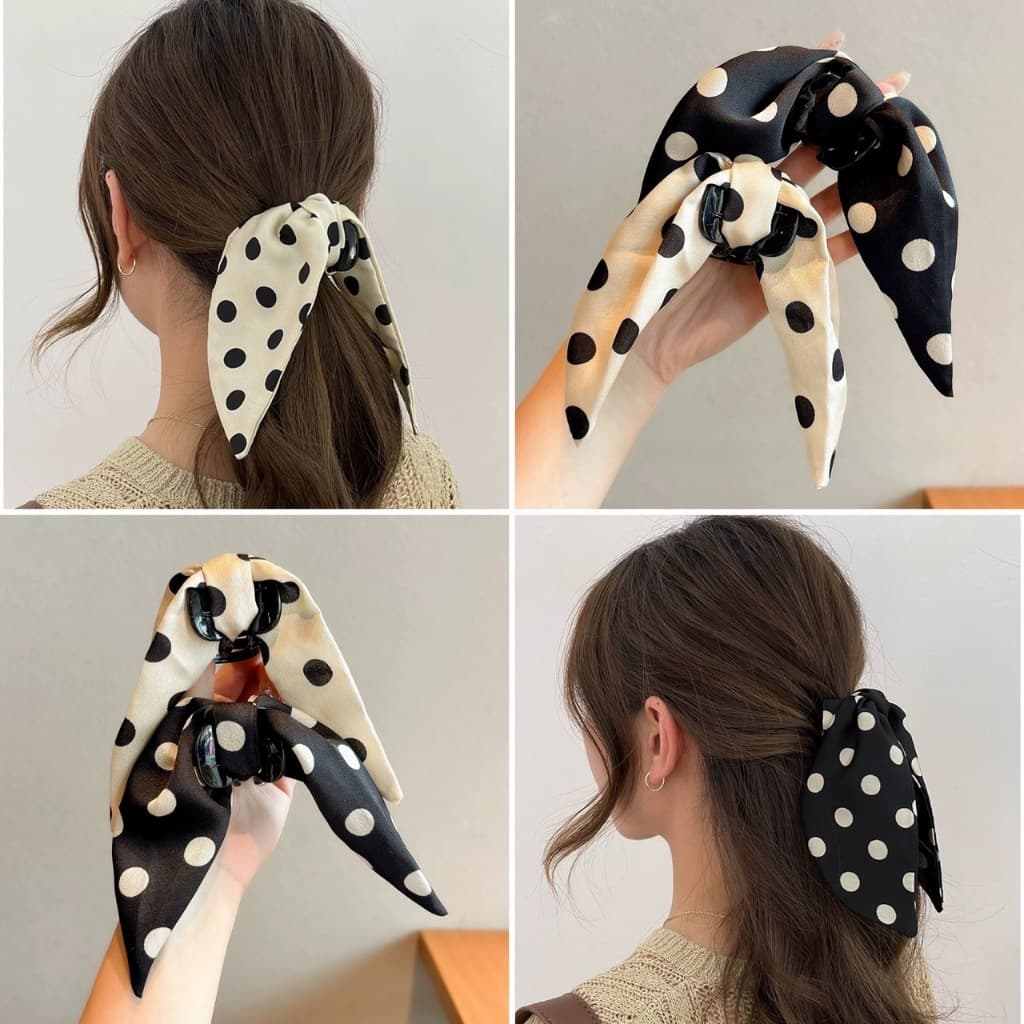 !🇹🇭 ราคา/ชิ้น Polka Charm Bow กิ๊บโบว์ผ้าลายจุด ผ้าซาตินสุดหรู ปริ้นลายจุดใหญ่ สไตล์วินเทจคลาสสิค…