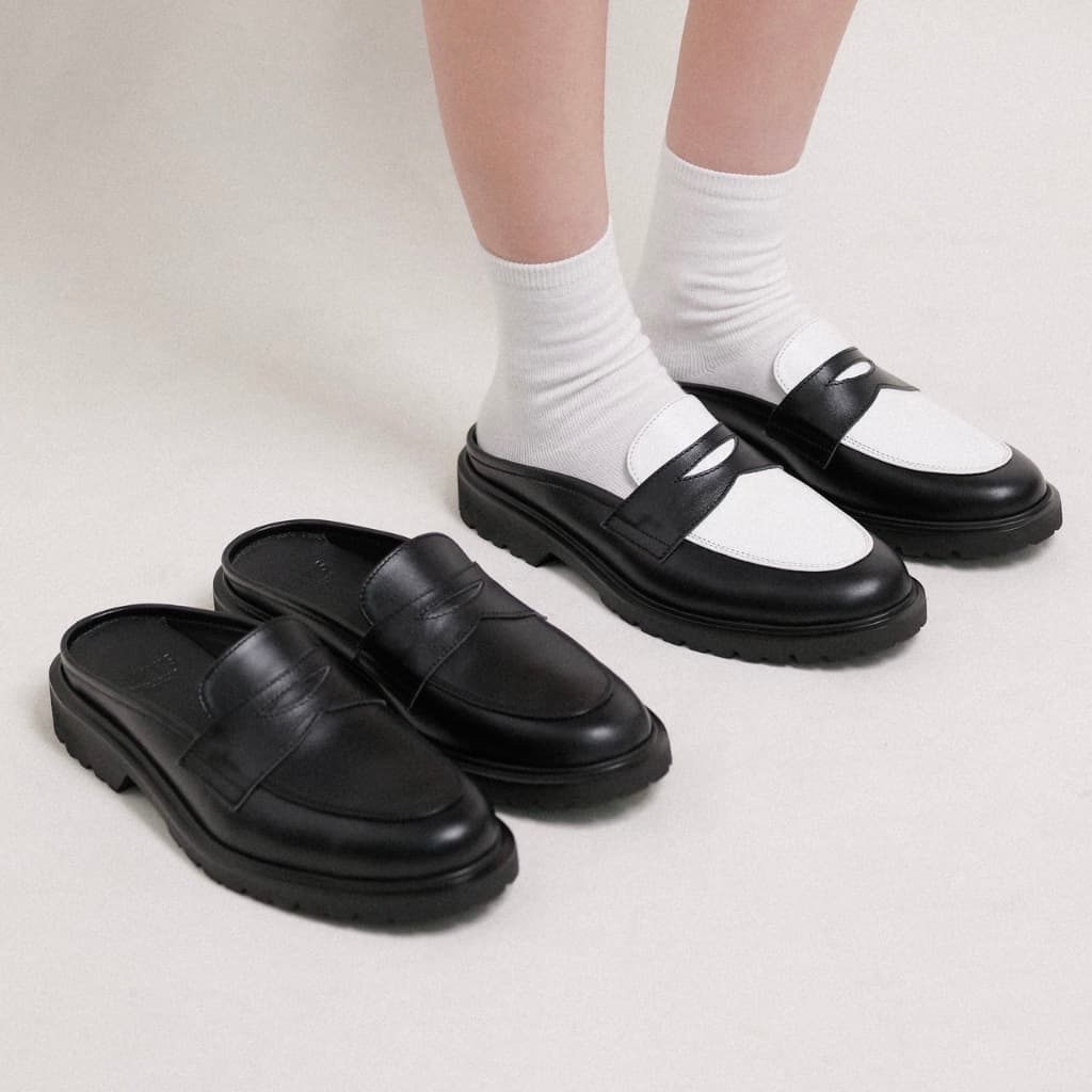 Basic No.15 รองเท้าหนังแท้เปิดส้น ทรงคลาสสิค Leather Mule Loafers รูปที่ 1