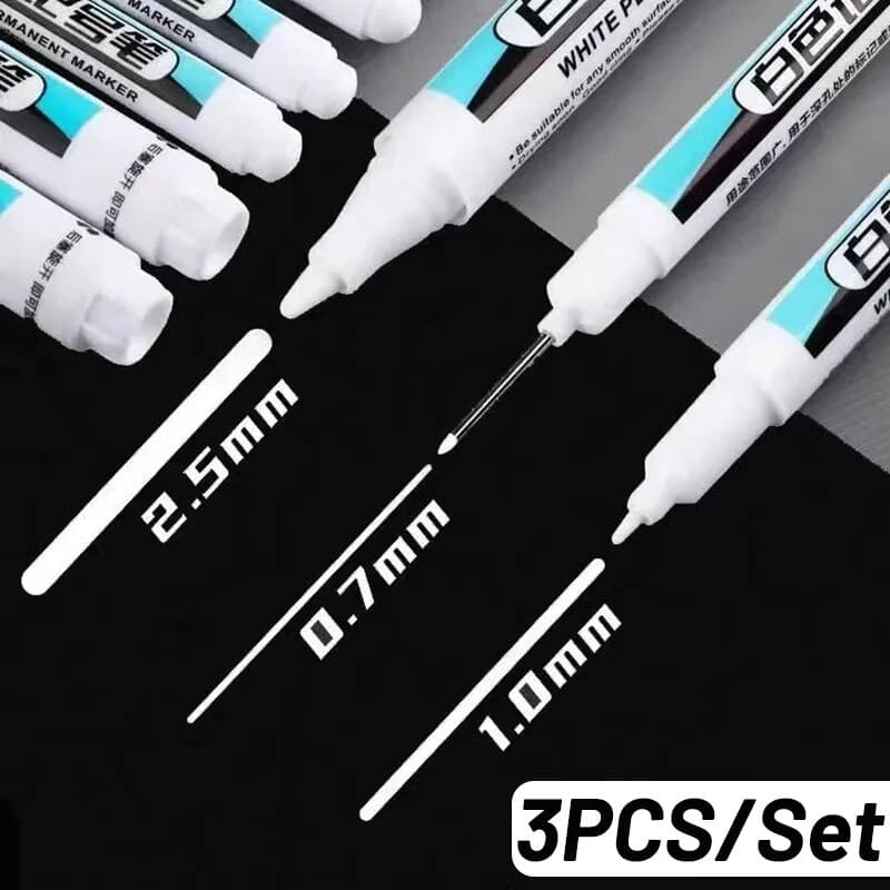 ปากกามาร์กเกอร์ หมึกสีขาว ปากกาเคมี รุ่น หัว 0.7 / 1.0 / 2.5mm แบบกันน้ํา แห้งเร็ว (ราคาต่อด้าม) พร้อมส่ง…