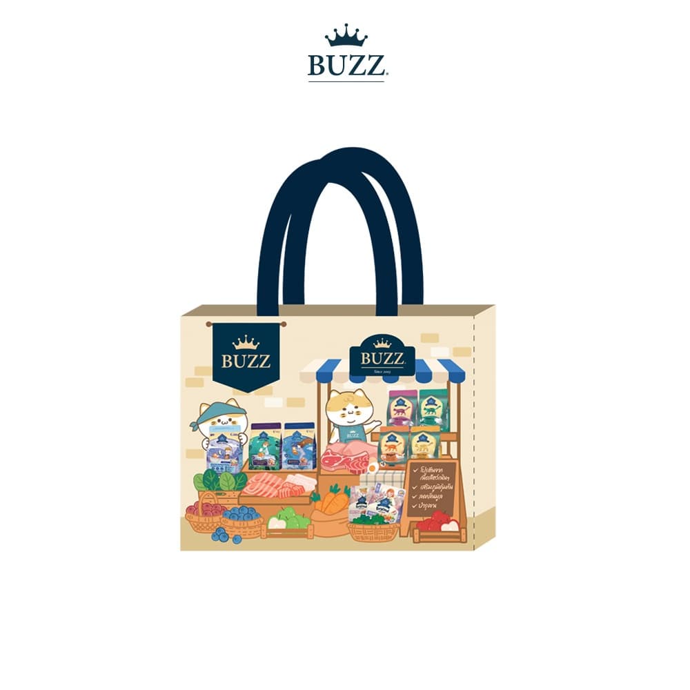 BUZZ ถุงผ้าสปันบอนด์ Spundond ลายพิเศษ (2ด้าน) ขนาด L รูปที่ 1