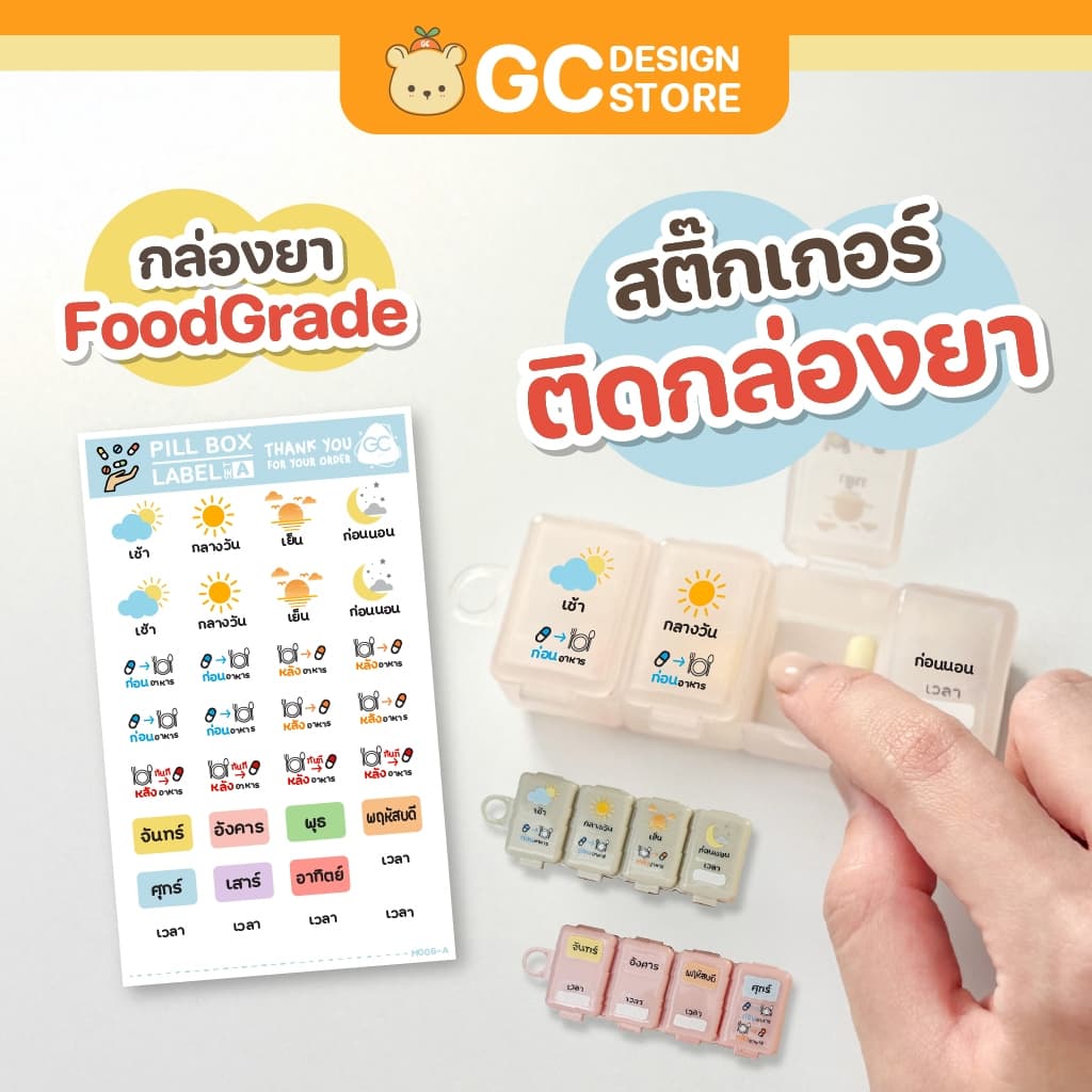 สติ๊กเกอร์ติดกล่องยา ฉลากยาแบบใสอ่านชัด กันน้ํา | กล่องใส่ยา เลือกซื้อแยกได้ - M006 รูปที่ 1