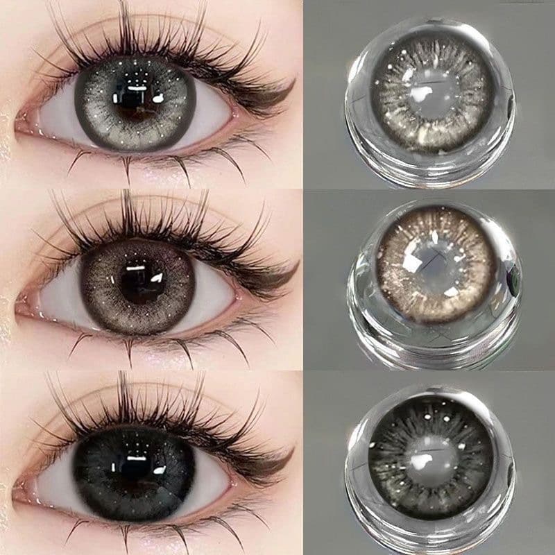 MIDROO ตาโต คอนแทคเลนส์ Thai Tea Black/Brown/Grey 1คู่-14.5mm Monthly Replace เลนส์ค่าสายตาปกติ