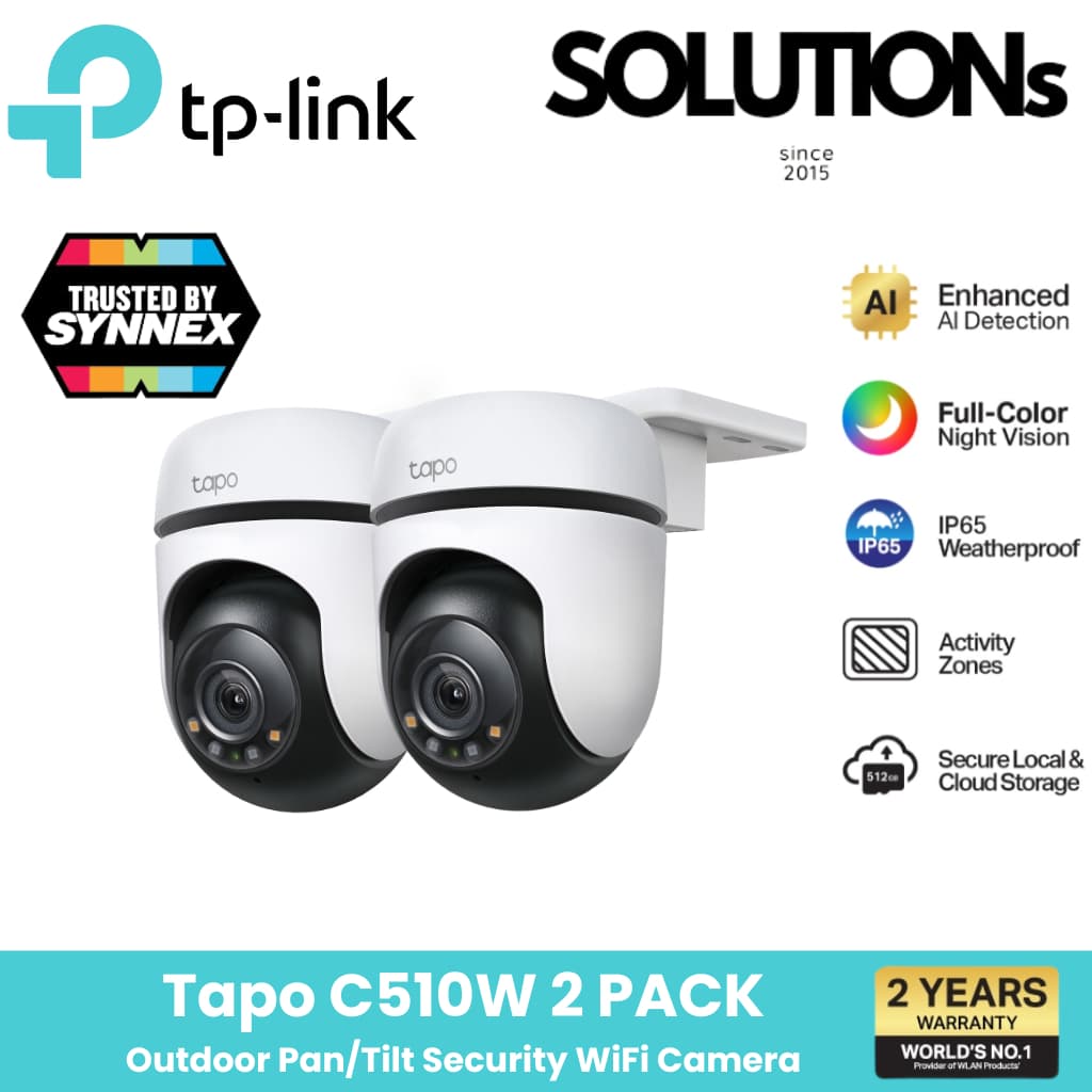 TP-Link ️กล้องไวไฟ ️Tapo C510W 3MP[แพ็คคู่สุดคุ้ม]มี Smart AI พร้อมแจ้งเตือน ภาพสีกลางคืน IP65