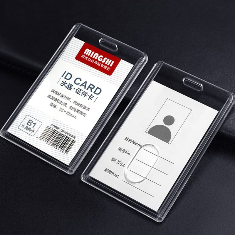 ป้ายชื่อพนักงาน ป้ายชื่อ กรอบใส่บัตร กรอบป้ายชื่อ ซองใส่บัตร ที่ใส่บัตร แบบแข็งใส แนวตั้ง แนวนอน (1 ชิ้น)